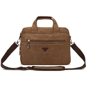 Borsa da Lavoro in Tela da Uomo Borsa per Laptop Vintage Casual Borsa a Tracolla Multitasche