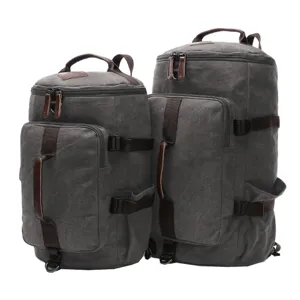 Large capacity canvas backpack vintage style barrel daypack for travel school outdoor