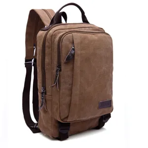 Mochila Casual de Lona Unisex Moda Color Sólido Duradera Viaje Mochila Escolar Diario