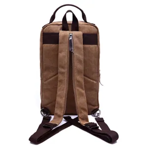 Mochila pequena de lona marron bolso informal versatil para uso diario al aire libre