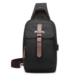 Herren Canvas Brusttasche lässiger Rucksack wasserdichte Umhängetasche für Reise Alltag