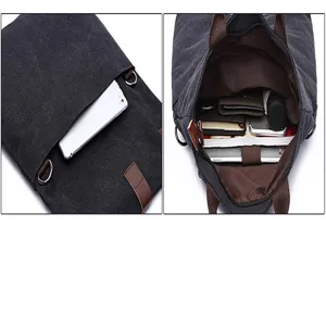 Borsa a tracolla in tela da uomo casual borsa a spalla multi-tasche grigia scura