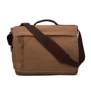 Borsa a Tracolla in Tela da Uomo Grande Capacità Borsa Messenger Vintage Business Valigetta per Laptop