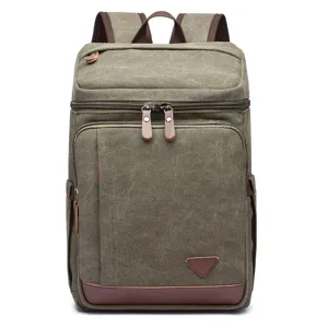 Canvas Rucksack Freizeit Herren Reise Tagesrucksack Große Kapazität Vintage Grün