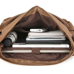 Borsa a tracolla in tela da uomo grande capacità borsa per computer da lavoro top