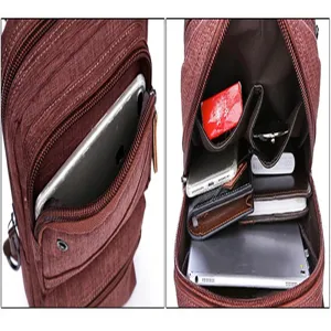 Canvas waist bag multi-pocket casual sling bag for men daily travel utility storage pouch