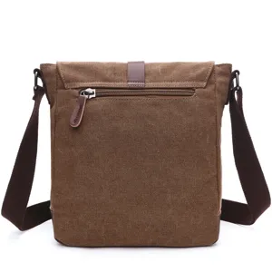 Men Canvas Crossbody Bag Vintage Casual Messenger Bag Multi Pocket Shoulder Bag For Business Daily Travel