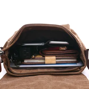 Men canvas messenger bag retro casual crossbody shoulder bag large capacity practical daily use