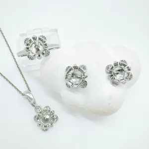 Conjunto de joyas de cobre con forma de flor DIY incluye collar anillo y pendientes elegantes.