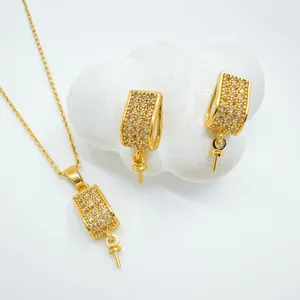 Elegant gold plated DIY jewelry set with necklace and earrings featuring sparkling zirconia.