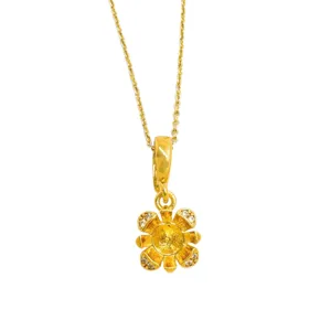 Exquisito collar con colgante de flor bañado en oro, cadena de clavícula minimalista.