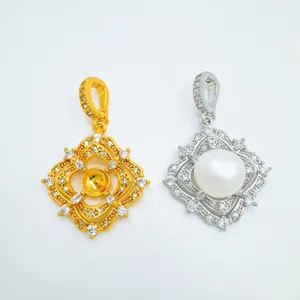 DIY Perlen Anhänger Kupfer 18K Vergoldet Zirkonia Schmuck Zubehör Basteln Komponenten