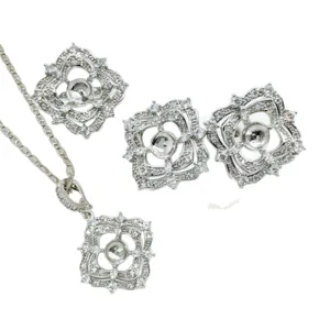DIY Schmuckzubehör Set mit Zirkonia Mikro-Fassung, elegante Anhänger und Ohrringe Rohlinge.