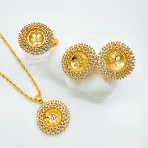 Exquisites DIY 18K vergoldetes Schmuckset Rohlinge Ring Ohrringe Anhänger Perlenfassung
