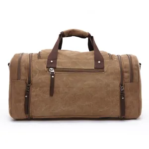 Large Capacity Canvas Travel Duffel Bag Vintage Waterproof Casual Luggage Bag For Outdoor Sports Weekend Men Women