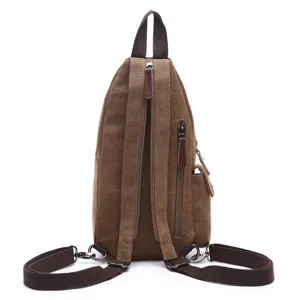 Men's Retro Canvas Chest Bag Casual Outdoor Travel Sling Bag Wear Resistant Crossbody Bag