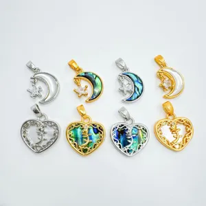 Pendentif cœur lune en nacre naturelle accessoires bijoux DIY pour collier femme élégante