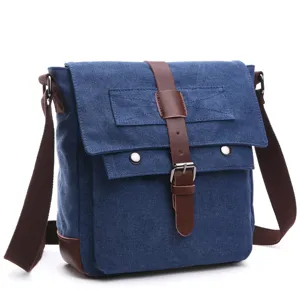 Men canvas shoulder messenger bag casual crossbody bag for business and daily use main view