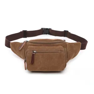 Men's Casual Canvas Waist Bag Multi-Pocket Chest Pack Durable Travel Crossbody Fanny Pack Urban Minimalist Everyday Bag