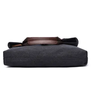 Borsa a tracolla in tela da uomo borsa casual tinta unita borsa crossbody con manici in pelle