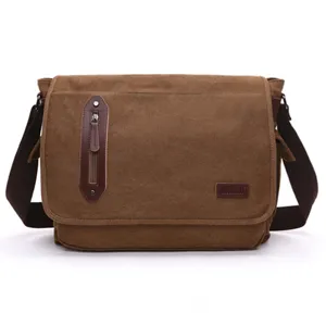 Men casual canvas messenger bag vintage shoulder cross body bag for daily school work travel