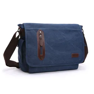 Men canvas messenger bag retro casual shoulder crossbody bag for daily school business work