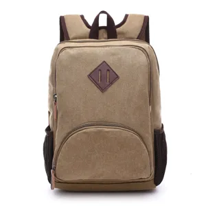 Zaino in tela casual per scuola e viaggio, borsa vintage resistente per uomo e donna.