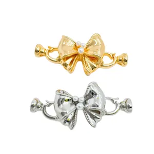 Exquisite Schleife Perle Halskette Verschluss DIY Schmuck Zubehör gold und silber beschichtet