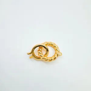 Fermoir anneau à ressort torsadé doré élégant composant pour colliers et bracelets DIY.
