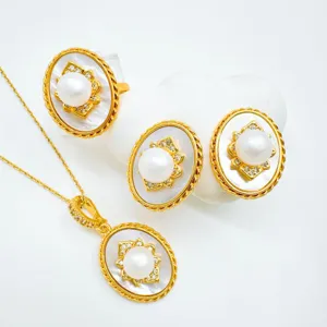 Accessori per Gioielli Fai-da-te Ovali Vintage Placcati Oro 18K Pendente Orecchino Anello Castone Vuoto con Strass e Perle da Donna