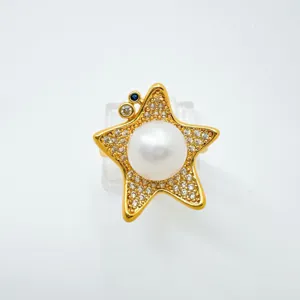 Exquisites vergoldetes Perlen-Sternring Schmuckzubehör, elegantes und stilvolles Design.