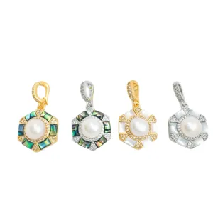 Hexagonal natural mother of pearl pendant jewelry DIY charm set fashion accessories for women