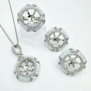 DIY pearl jewelry set empty setting pendant earrings ring wholesale fashion accessories