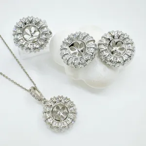 DIY set montatura gioielli pendente orecchini anello argento cristallo design geometrico elegante