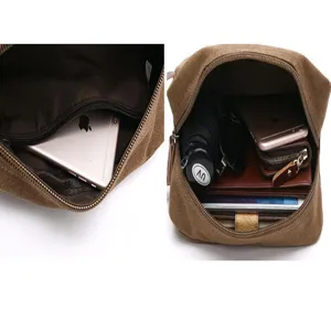 Canvas cosmetic bag portable storage pouch casual solid color unisex organizer bag daily use