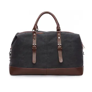 Grote casual canvas reistas duffelbag voor heren en dames outdoor weekend bagage tas praktisch.