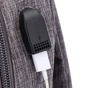 Zaino da uomo in tessuto impermeabile con porta USB esterna per computer portatile