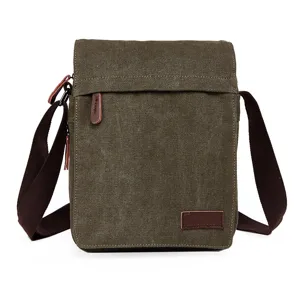 Men's Canvas Crossbody Bag Casual Vintage Messenger Shoulder Bag for Daily Commute Travel