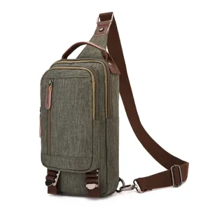 Canvas sling bag for men and women casual waterproof chest backpack crossbody shoulder pack