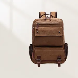 Men's Casual Canvas Backpack Large Capacity Travel Laptop Bag Vintage Business Work School Bookbag For Daily Use