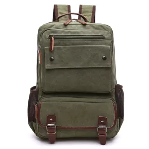 Men canvas backpack vintage travel school bag large capacity laptop rucksack casual daypack