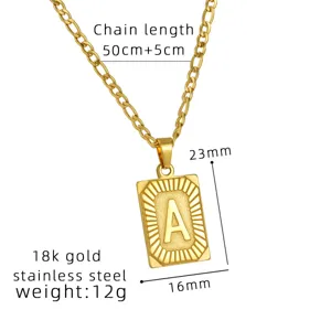 Collar con colgante de letra A de acero inoxidable oro 18k para hombre longitud 50cm+5cm.