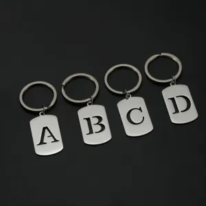 Stainless Steel 26 English Letters Military Tag Keychain Personalized A-Z Alphabet Key Ring Backpack Pendant For Men Women Jewelry