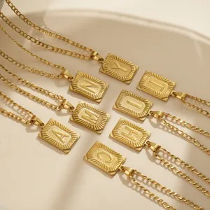 Collar para Hombre Hip Hop con Colgante de Letra de Acero Inoxidable Chapado en Oro Cadena Figaro Joyería de Moda para Hombres