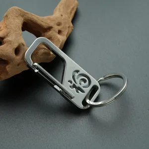 Porte-clés en acier inoxydable robuste anneau de voiture mousqueton pendentif métal