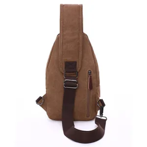 Men's Canvas Chest Bag Casual Vintage Crossbody Shoulder Bag Waterproof Business Travel Sling Bag