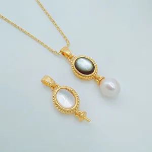 Pendentif Collier En Nacre Naturelle Plaqué Or 18K Accessoire De Bijoux Fait Main DIY
