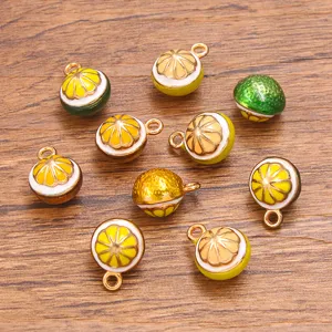 3D Orange Fruit Pendants Zinc Alloy Enamel Drip Oil Charms For DIY Jewelry Making Bracelet Necklace Accessories For Women
