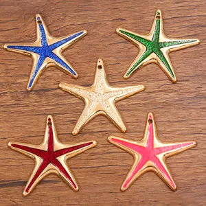 Ciondolo a Stella Marina in Lega Grande Stella Marina Smalto Charm per Fai da Te Accessori per la Creazione di Gioielli Moda Oceano Tema Accessorio Donna Gioiello