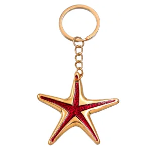 Lega color oro ciondolo portachiavi stella marina rossa accessori per gioielli fai da te